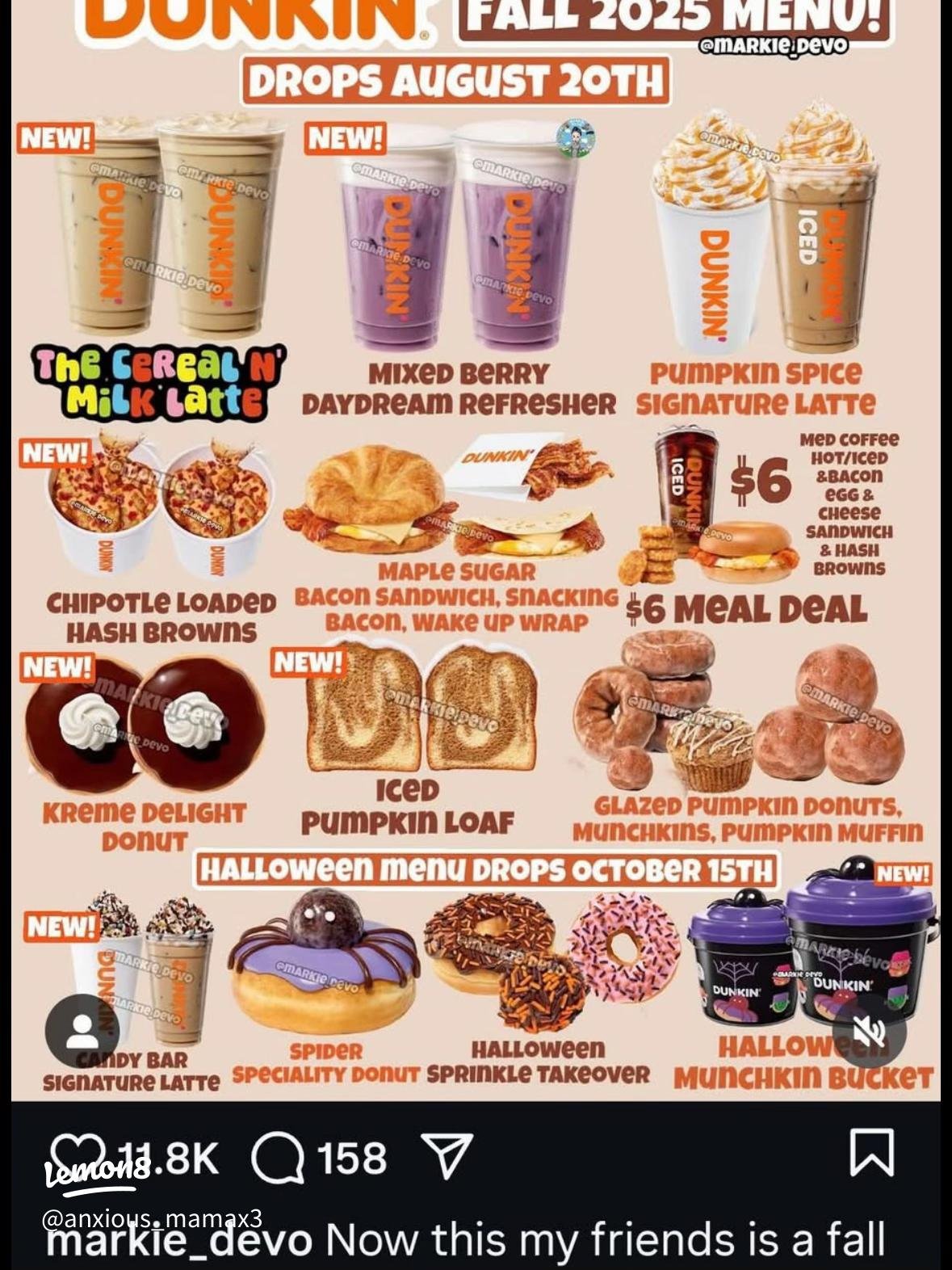 Dunkin Donuts Printable Menu